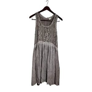 Hyku Neutral Lace Detailed Sleeveless Dress Boho Romantic Size Large Whimsical